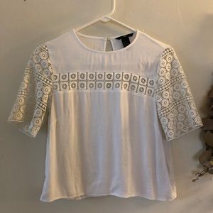 SOLD H&M Crochet White SS Cropped Boxy Top